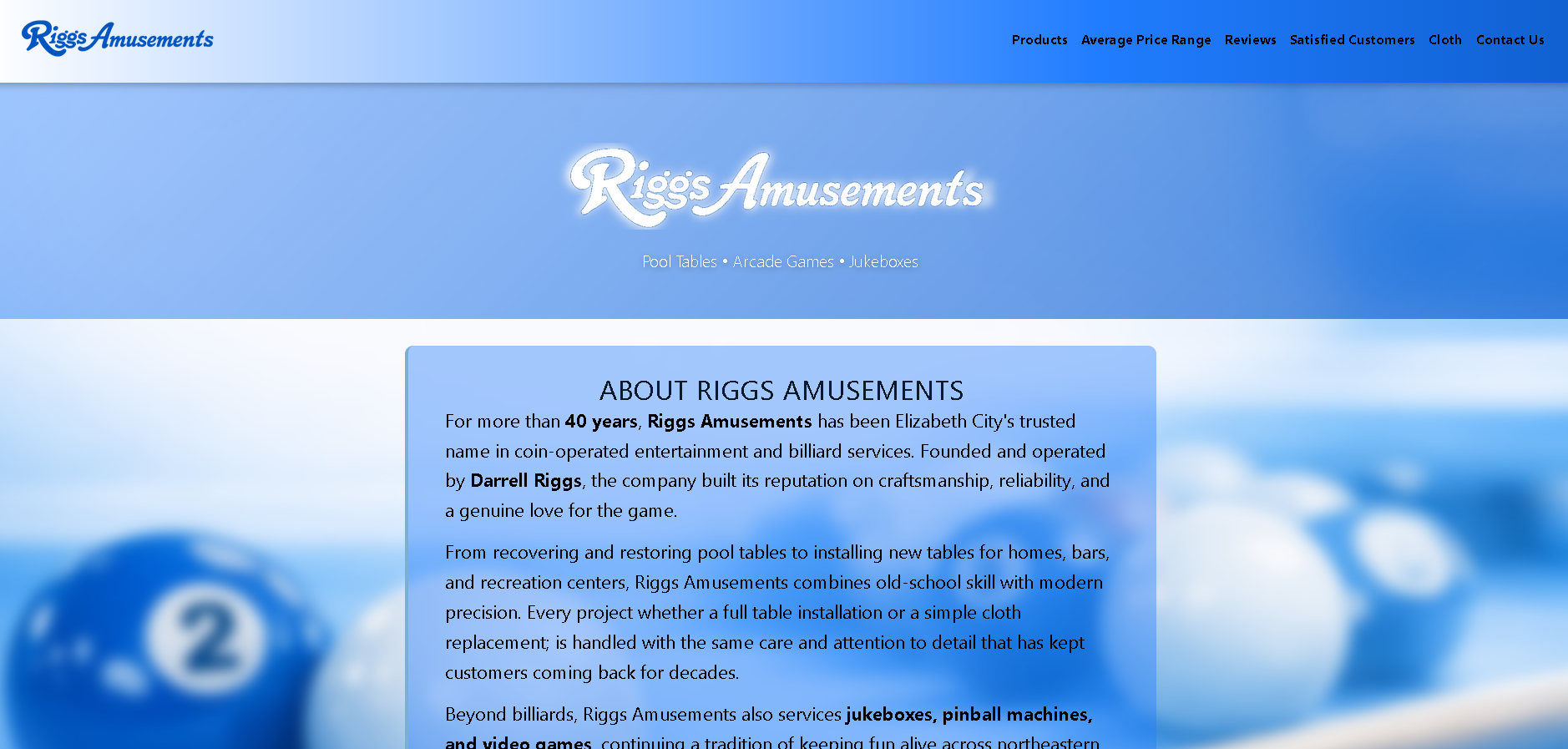 Riggs Amusements Website Thumbnail